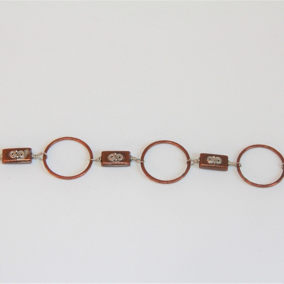 Copper Plating and Silver Scrollwork Bracelet - Picture 7 of 8